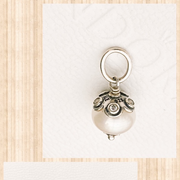 White Cultured Pearl & CZ Pendant item #390162P - Picture 1 of 2